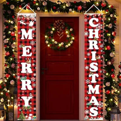Merry Christmas porch banners for front door