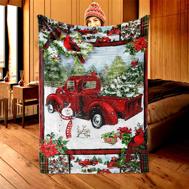 Christmas Truck flannel Christmas throw blanket