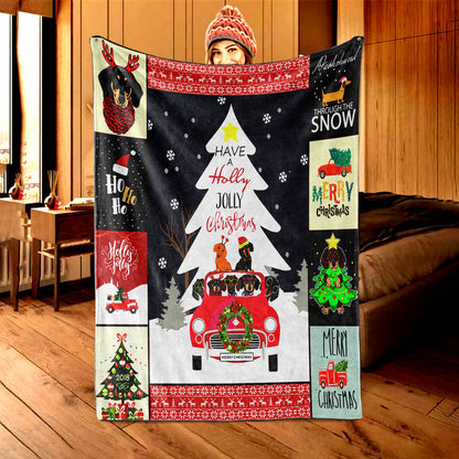 Road-Trip Dogs flannel Christmas throw blanket