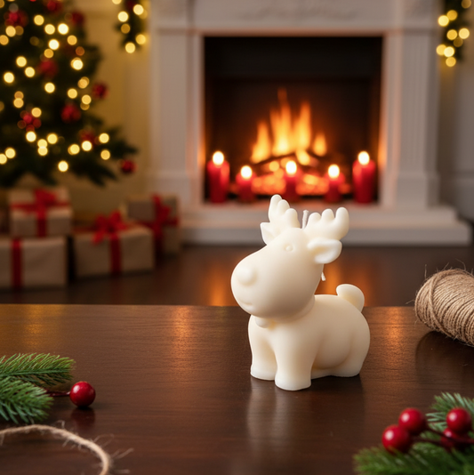 Reindeer-shaped soy Christmas candle
