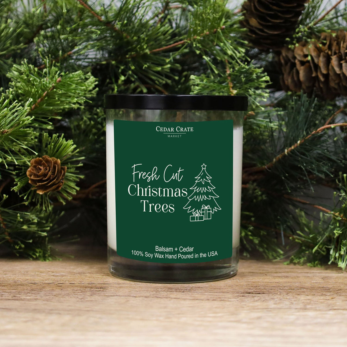 Fraser fir Christmas candle with fresh-cut tree scent