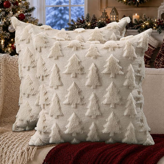 Set of 2 Christmas tree pillow covers