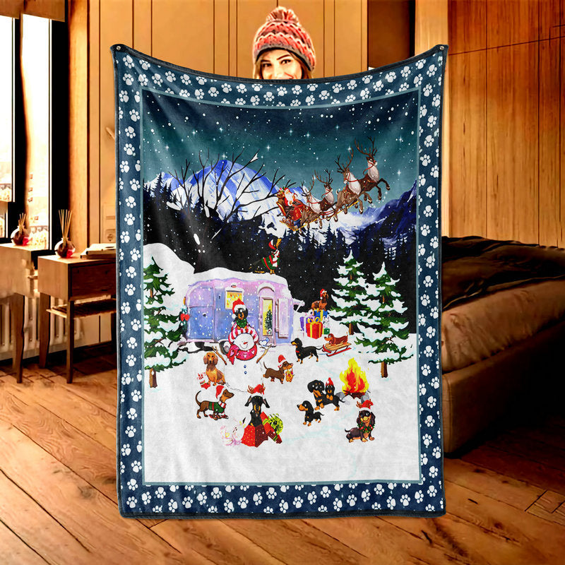 Santa in the Sky flannel Christmas throw blanket
