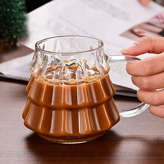 Christmas tree glass coffee mug with handle